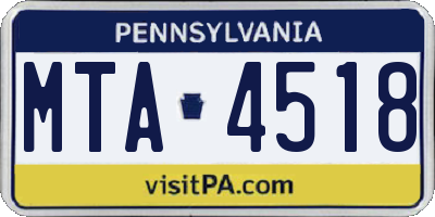 PA license plate MTA4518