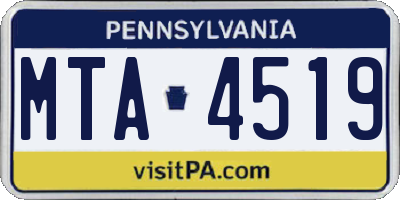 PA license plate MTA4519