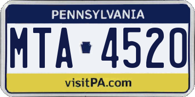 PA license plate MTA4520