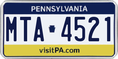 PA license plate MTA4521
