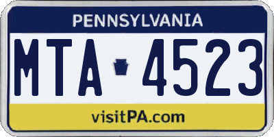 PA license plate MTA4523