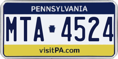 PA license plate MTA4524