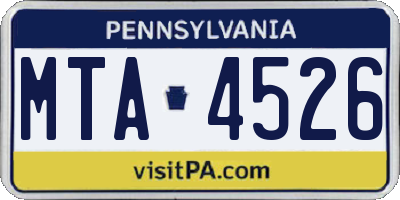 PA license plate MTA4526