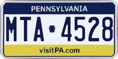 PA license plate MTA4528