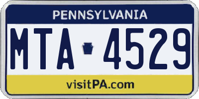 PA license plate MTA4529
