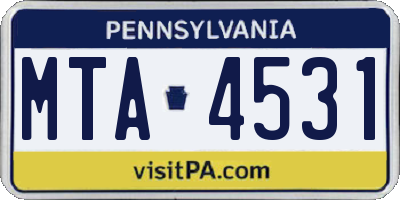 PA license plate MTA4531