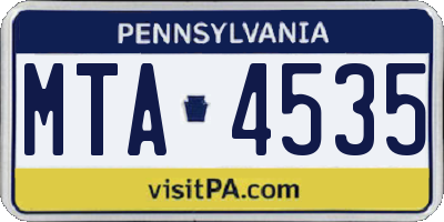 PA license plate MTA4535