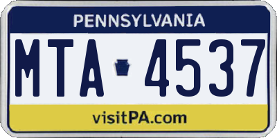 PA license plate MTA4537