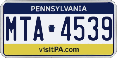 PA license plate MTA4539