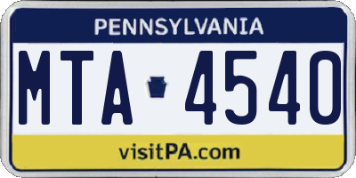 PA license plate MTA4540