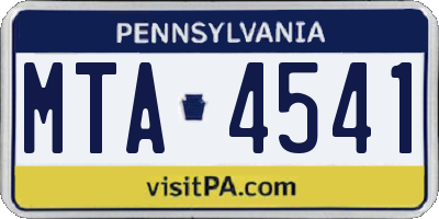 PA license plate MTA4541