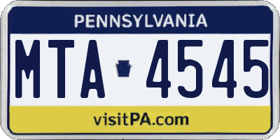PA license plate MTA4545