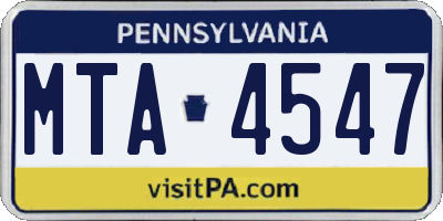 PA license plate MTA4547