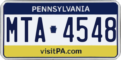 PA license plate MTA4548