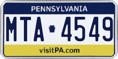 PA license plate MTA4549