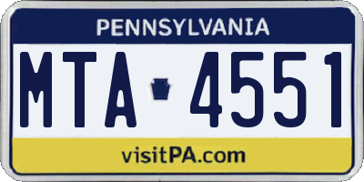 PA license plate MTA4551