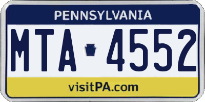 PA license plate MTA4552