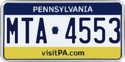 PA license plate MTA4553