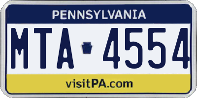 PA license plate MTA4554