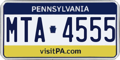 PA license plate MTA4555
