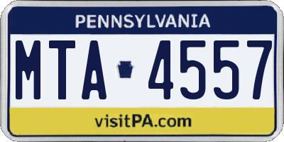 PA license plate MTA4557