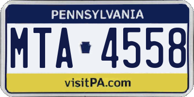 PA license plate MTA4558