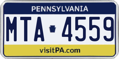 PA license plate MTA4559