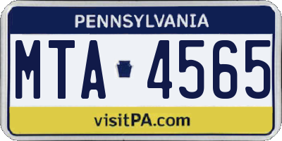 PA license plate MTA4565