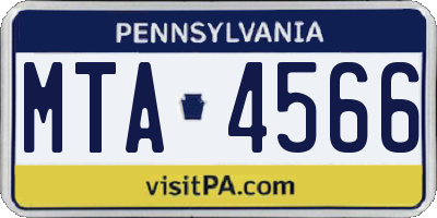 PA license plate MTA4566