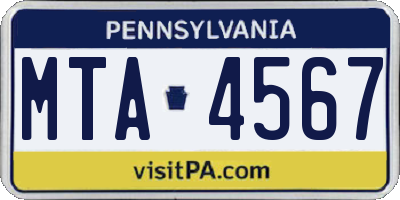 PA license plate MTA4567