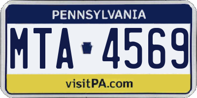 PA license plate MTA4569