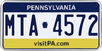 PA license plate MTA4572