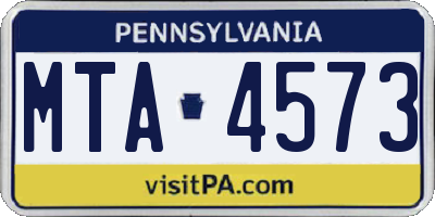 PA license plate MTA4573
