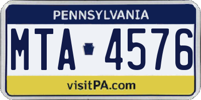 PA license plate MTA4576