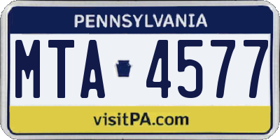 PA license plate MTA4577