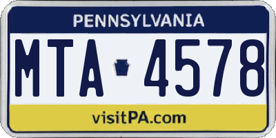 PA license plate MTA4578