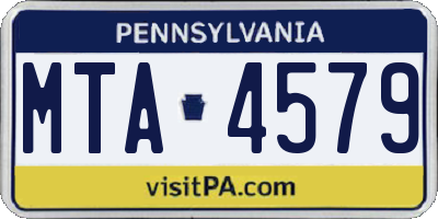 PA license plate MTA4579