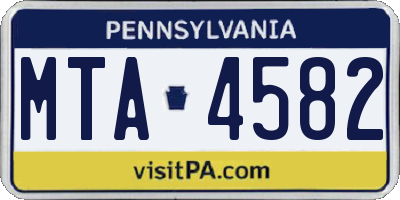 PA license plate MTA4582