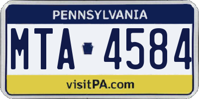 PA license plate MTA4584
