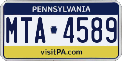 PA license plate MTA4589