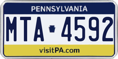 PA license plate MTA4592