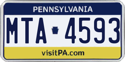 PA license plate MTA4593
