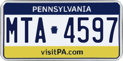 PA license plate MTA4597