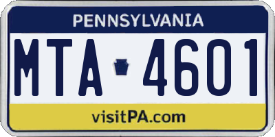 PA license plate MTA4601