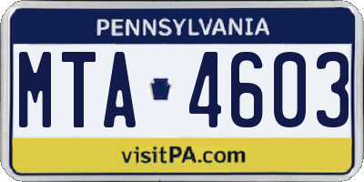 PA license plate MTA4603