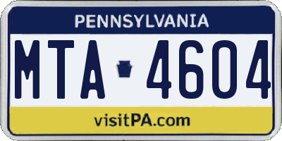 PA license plate MTA4604