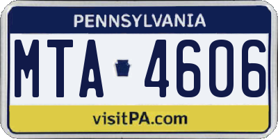 PA license plate MTA4606