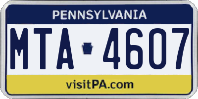 PA license plate MTA4607