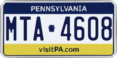 PA license plate MTA4608