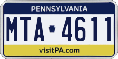 PA license plate MTA4611